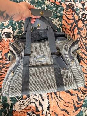 Cambridge Tweed Duffle Travel Bag Herringbone Carry On Weekender Luggage